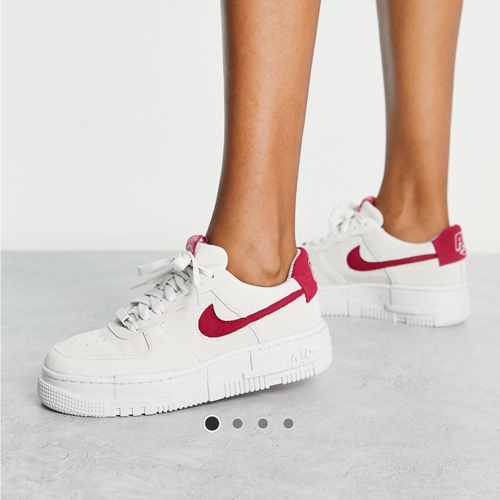 Nike Air Force one pixel sneakers in summit white/midnight hibiscus